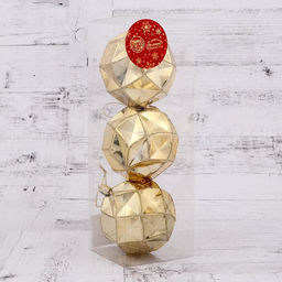 Ёлочные игрушки Геометрия граней, шары новогодние, d=8 см, набор 3 шт., золото, МИКС - Зимнее волшебство фото 4