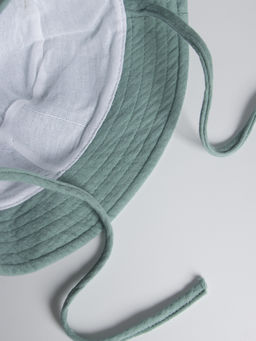 Панама детская однотонная муслин, на завязках, оливковый