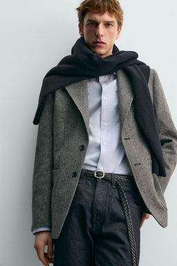 100% WOOL TEXTURED BLAZER AARON LEVINE X ZARA  фото 5