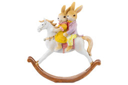 Фигурка декор. 13*4*14,5 см Кролики на лошадке-качалке - Elan gallery фото 5