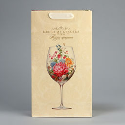 Пакет подарочный под две бутылки, упаковка, «Цвети от счастья», 35 х 20 х 9 см