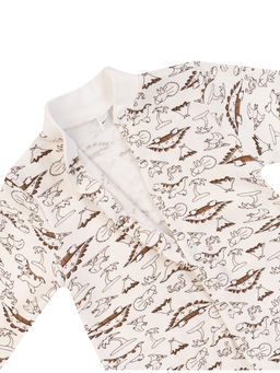 Комбинезон ясельный молочный принт динозавры