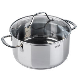 Кастрюля из нержавеющей стали Элиас 3л, д20см, h10,5см, s0,6мм, дно s2,8мм, стеклянная жаропрочная крышка, стальной обод, пароотвод, капсулированное дно, полировка внешняя - зеркальная, внутренняя - зеркальная, мерная шкала, цветная коробка, Talle - Домашняя мода фото 2