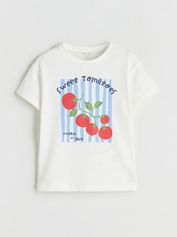 Bisiklet Yaka Bask?l? K?z Bebek Ti??rt