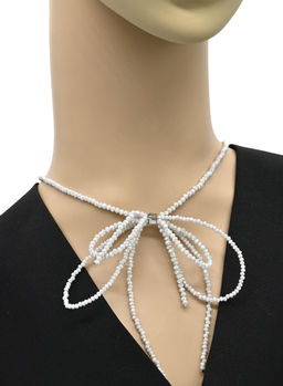 Чокер с Бантом из циркона рондель 3*2мм цв.дымка, 41см