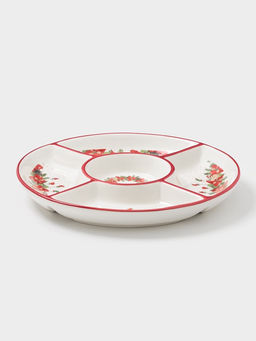 Менажница Доляна «Новогоднее настроение», 5 секций, 25.5×3.1 см, доломит, белая