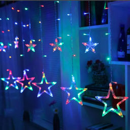 Гирлянда Звезды 2.5х0.95м., 12 звезд, МИКС ,прозрачный провод