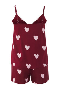 Trendyolmilla Bordo Kalpli Baglamal?/Fiyonklu Viskon Sortlu Dokuma Pijama Tak?m? THMSS25PT00037