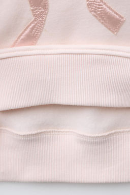 SATIN EMBROIDERED BOW SWEATSHIRT