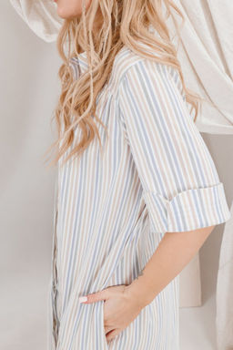 Платье AMORI 9648 полоска серо-голубая  фото 3