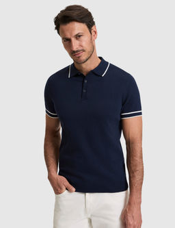 Lacivert Slim Fit %100 Pamuk D__meli Polo Yaka Triko Ti__rt