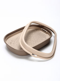 Лоток для кошек Фур-Мур 48×35.5 см с сеткой и бортом, Soft-touch, капучино