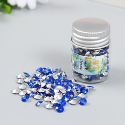 Цена за 2 шт. Декор для творчества в бутылочке Стразы. Ярко-синий набор 250 шт d=0,6 см 4х3х3 см