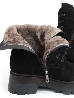 04-M3-1376 BLACK Ботинки зимние женские (натуральная замша, натуральный мех)