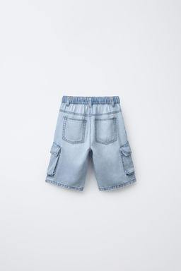 LOOSE-FITTING DENIM CARGO BERMUDA SHORTS - Zara фото 2