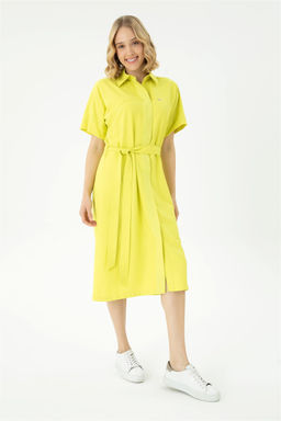 Женское неоново-желтое тканое платье