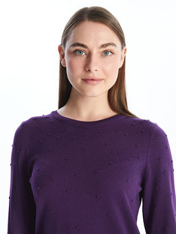 Bisiklet Yaka Kendinden Desenli Uzun Kollu Kad?n Triko Kazak - Waikiki фото 2