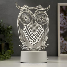 Светильник «Большой филин» LED белый от сети 9.5×13×22 см RISALUX