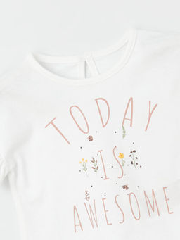 Bisiklet Yaka Bask?l? Pamuklu K?z Bebek Bluz ve Tayt 2li Tak?m - Waikiki фото 3