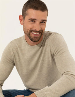 Kum Melanj Slim Fit Bisiklet Yaka Basic Triko Kazak - Pierre cardin фото 2