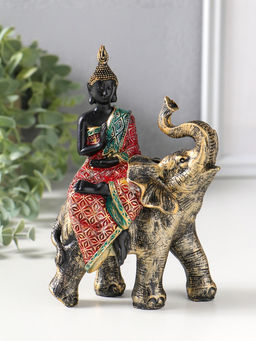 Фигурка полистоун «Будда в ярком наряде, на слоне», 5.5×11×16.5 см