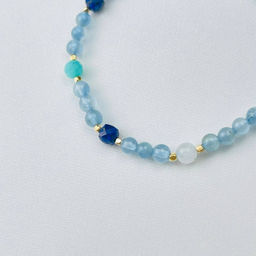 Браслет детский из Аквамарина, Амазонита, Лунного камня и Лазурита - Радуга самоцветов фото 3