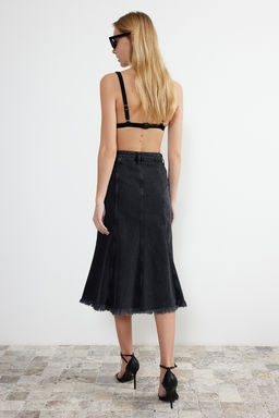 Antrasit Dikis Detayl? Asimetrik Yuksek Bel Midi Denim Etek TWOSS24ET00081 - Trendyolmilla фото 7