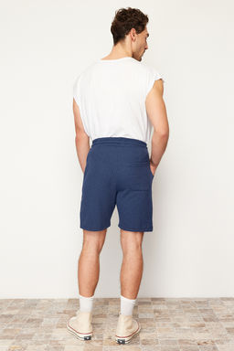 TRENDYOL MAN Indigo Slim/Dar Kesim Dokulu Waffle Lastik Belli Kordonlu Sort TMNSS24SR00029 - Trendyolmilla фото 5