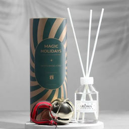 Набор ароматический тубус Морозное утро диффузор 50 мл + колокольчик елочная игрушка - Aroma harmony фото 2