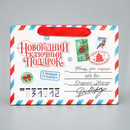 Пакет подарочный новогодний с широким дном «Новогодняя почта», 25×19×18 см