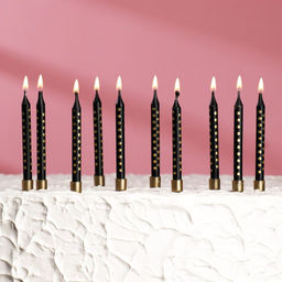Свечи в торт Золотая горошина, 6 см, 10 шт, чёрные