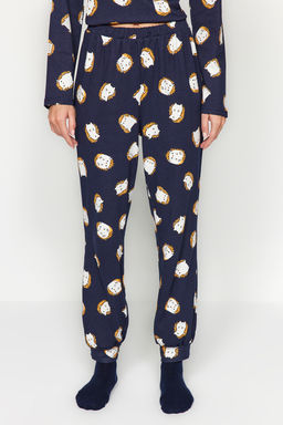 Lacivert %100 Pamuk Tshirt-Jogger Orme Pijama Tak?m? THMAW24PT00136