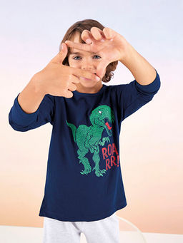 Bisiklet Yaka Bask?l? Uzun Kollu Erkek ?ocuk Pijama Tak?m? - Waikiki фото 3