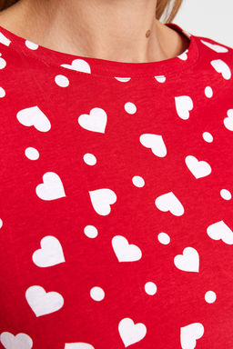 Trendyolmilla K?rm?z? %100 Pamuklu Kalpli Tshirt-Pantolon Orme Pijama Tak?m? THMAW24PT00124