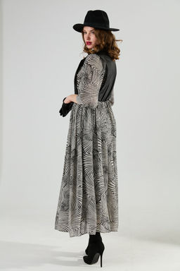 Платье NIKVA н1010-1а чёрный и чёрно-белые ракушки