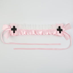 Карнавальная повязка Лолита, розовая с белым кружевом