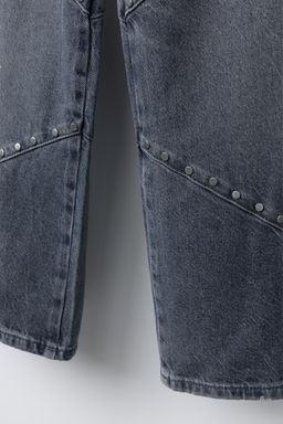 WIDE-LEG JEANS WITH STUDS - Zara фото 3