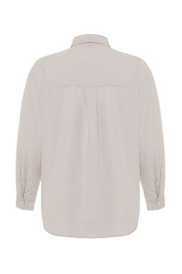 TRENDYOLMILLA Mavi Cizgili Oversize/Genis Kal?p Dokuma Gomlek TWOSS23GO00144  фото 16