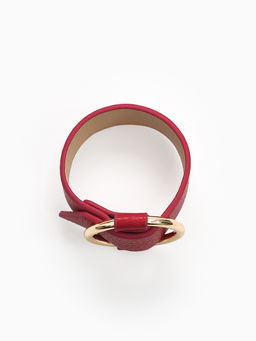 Браслет манжета «Помпеи» захват, кожа, 24 см, бордовый в золоте