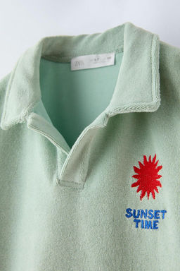 GUNES ISLEMELI HAVLU KUMAS POLO YAKA T-SHIRT - Zara фото 3