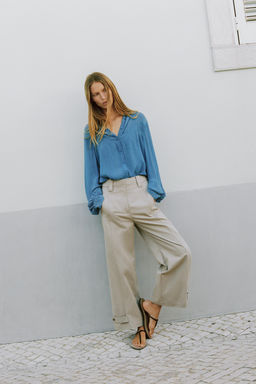 CAMISA FLUIDA JARETAS / Azul - Zara фото 7