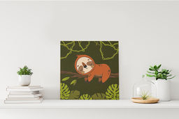 ФРЕЯ RBN/S-007 Раскраски на холсте c подрамником 15 х 15 см Спящий ленивец