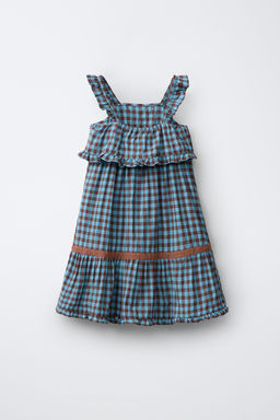 VESTIDO ESTAMPADO CUADRO VICHY / Marr?n-Azul - Zara фото 5