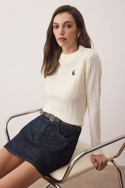 Ekru At Nak?sl? Sac Orgu Ince Triko Kazak TWOAW26KZ00122