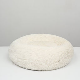 Лежанка для собак и кошек, длинный мех, 60 х 60 х 20 см, молочная - Пижон фото 2