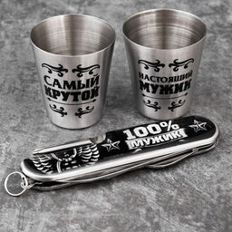 Подарочный набор мужской Самый крутой: нож мультитул, стопки 2 шт. ? 30 мл - Сима-ленд фото 2