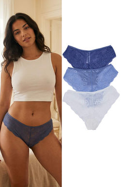 Trendyolmilla Siyah-Cok Renkli 3lu Paket Dantelli Ajurlu/Delikli Hipster Orme Kulot THMAW25KU00007 фото 10