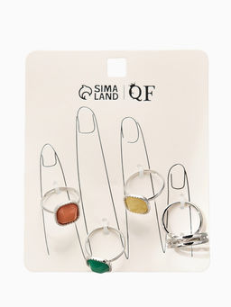 Набор колец 5 шт "Новый стиль" камни, размер МИКС, цветной в серебре