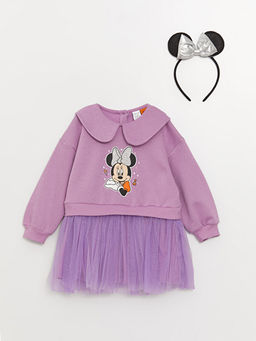 Bebe Yaka Minnie Mouse Bask?l? K?z Bebek Elbise ve Ta?
