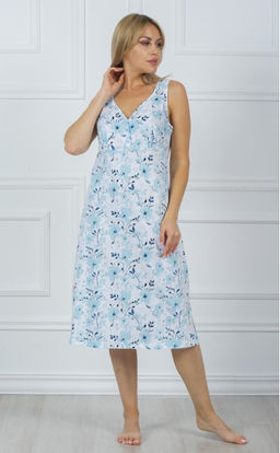 Ночная сорочка "Большие голубые цветы на снегу"